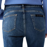 Jeans donna bootcut con strass