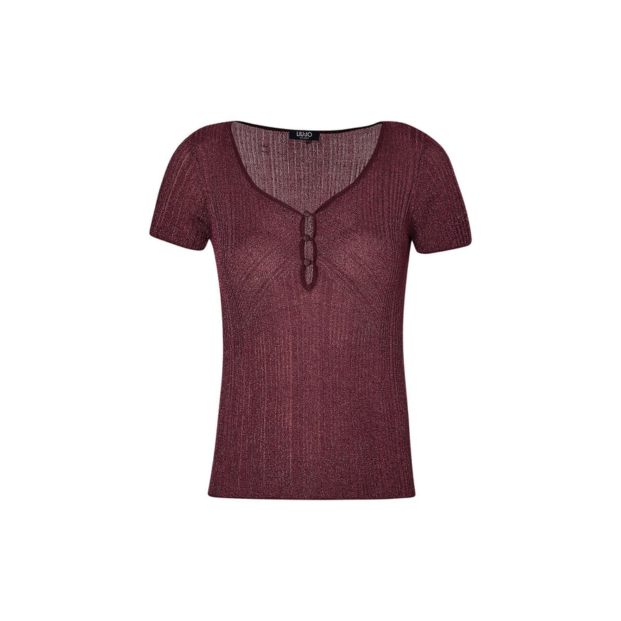 T-shirt donna in maglia lurex