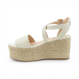 Sandali zeppa in pelle