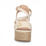 Sandali zeppa in pelle