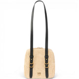 Borsa donna a spalla in rafia e pelle