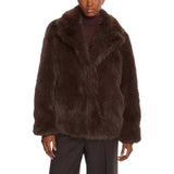 Cappotto donna corto in simipelliccia con tasche