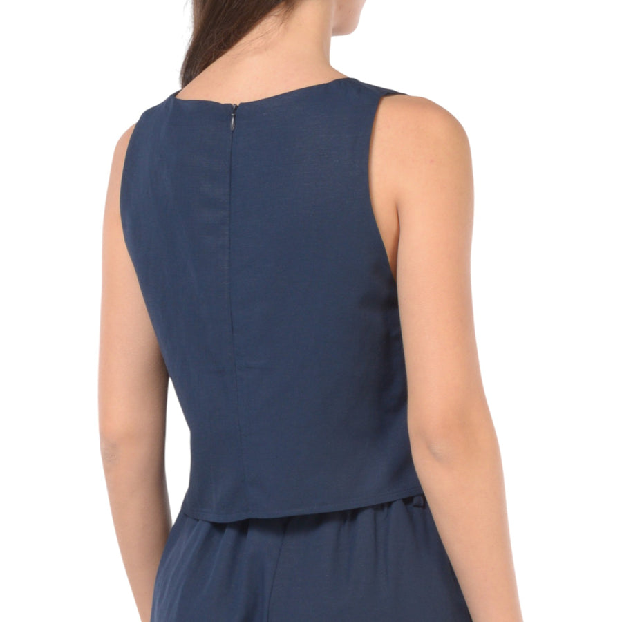 Top donna Kaos in viscosa e lino con scollo a V