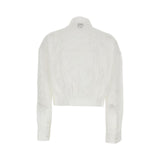 Camicia donna  cropped con ricamo sangallo