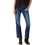 Jeans donna bootcut con bottoni gioiello