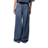 Jeans donna maxi balloon con micro borchie