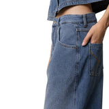 Jeans donna maxi balloon con micro borchie