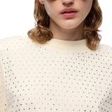 T-shirt donna con strass e logo