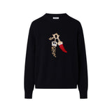 Maglia donna jacquard in lana con charm