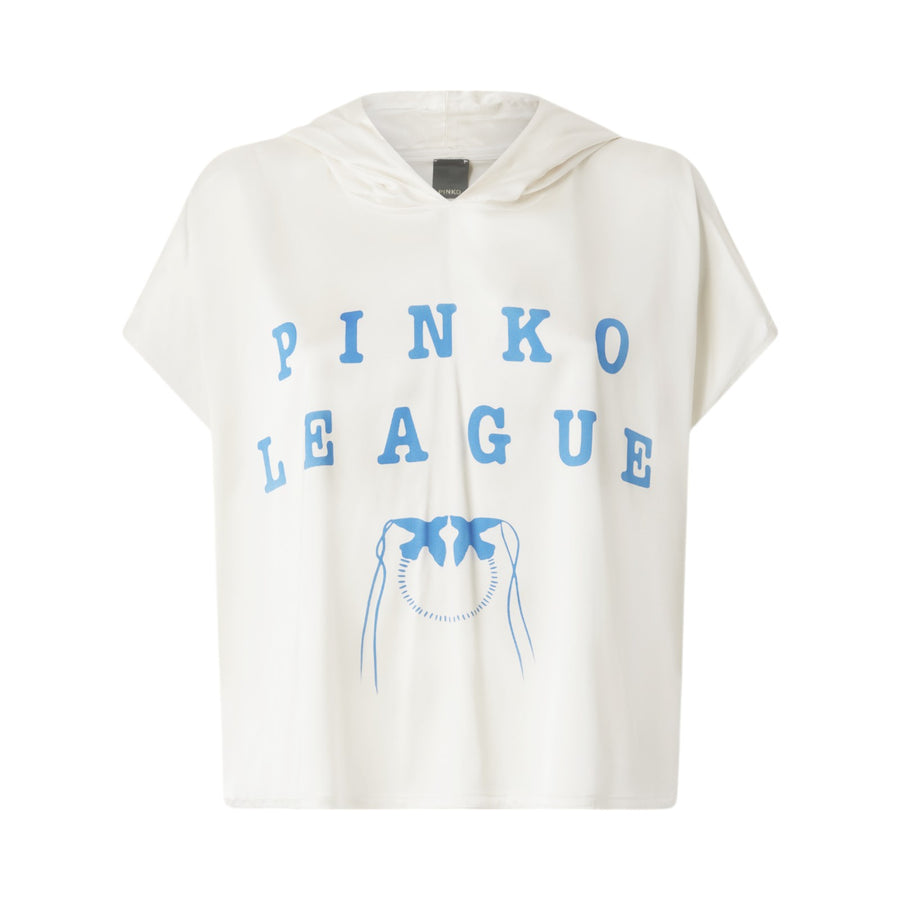 Blusa donna con cappuccio e stampa PINKO League