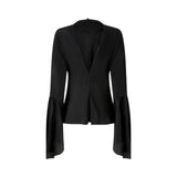 Blusa donna in crêpe de Chine con maniche a sbuffo