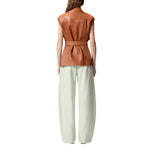 Gilet donna stile biker in pelle