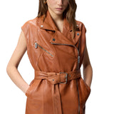Gilet donna stile biker in pelle