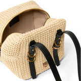 Borsa donna a spalla in rafia e pelle