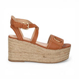 Sandali zeppa in pelle