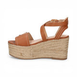 Sandali zeppa in pelle