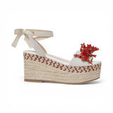 Sandali zeppa con corallo