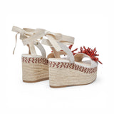 Sandali zeppa con corallo