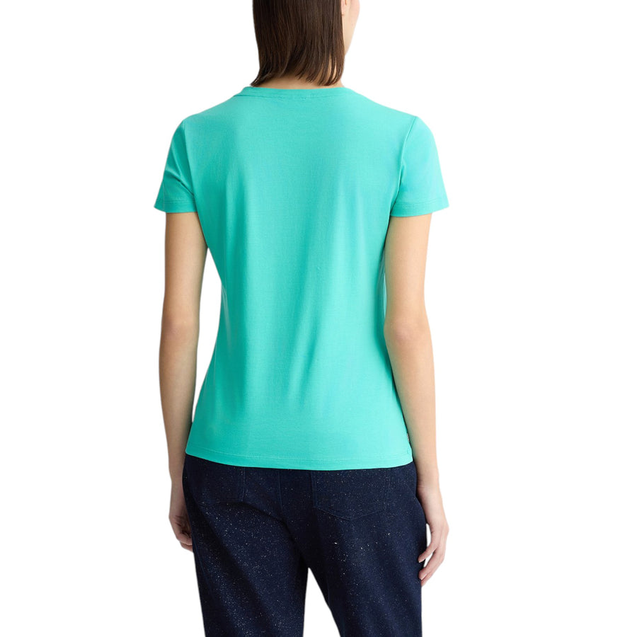 T-shirt donna con logo e strass