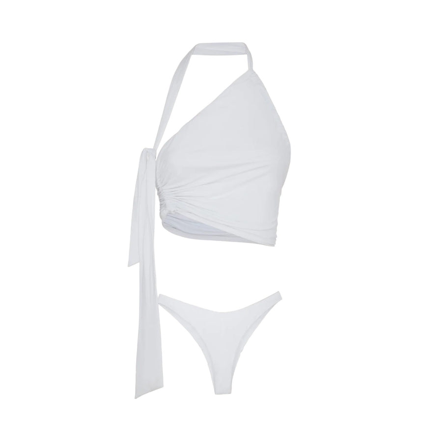 Bikini top e slip americano fisso clear donna