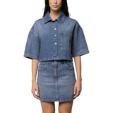 Camicia donna crop con micro borchie
