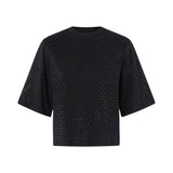 T-shirt donna con strass e logo