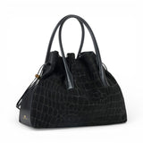 Borsa donna in suede con stampa cocco