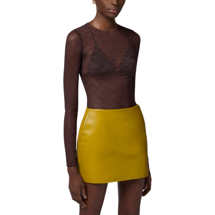 Body donna in tulle jacquard a losanghe