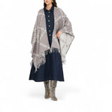 Poncho donna con logo e frange