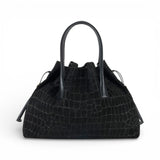 Borsa donna in suede con stampa cocco