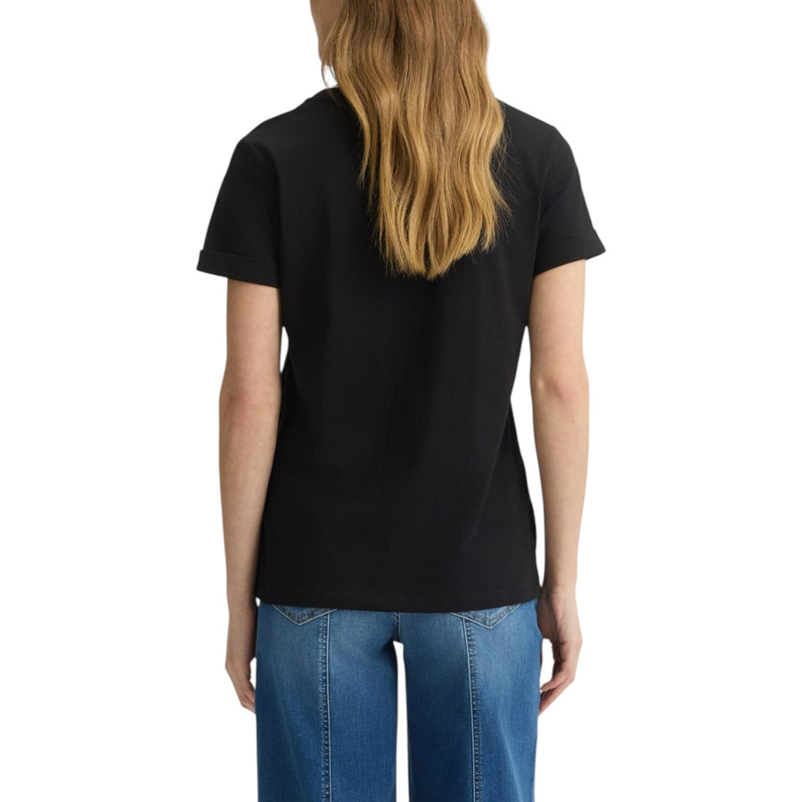 T-shirt donna con logo e strass