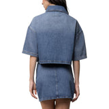 Camicia donna crop con micro borchie