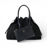 Borsa donna in suede con stampa cocco