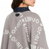 Poncho donna con logo e frange