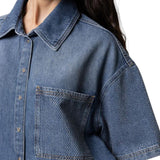 Camicia donna crop con micro borchie