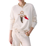 Maglia donna jacquard in lana con charm