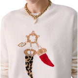 Maglia donna jacquard in lana con charm