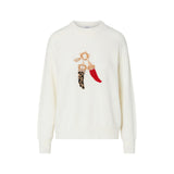 Maglia donna jacquard in lana con charm