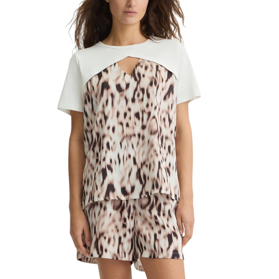 T-shirt donna in raso stampato
