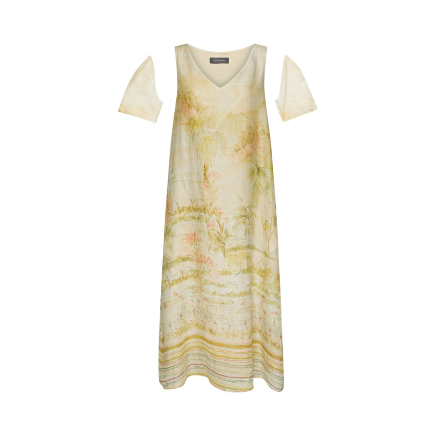 Abito donna stampato con scollo a V