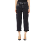 Jeans donna straight fit con risvolto