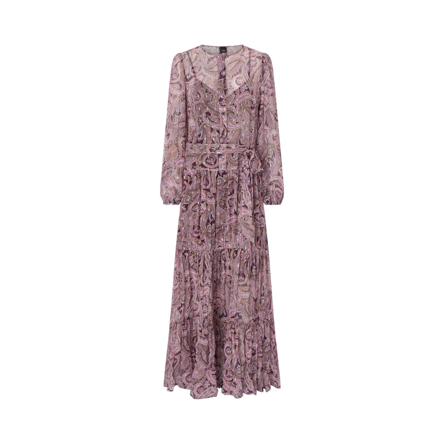Vestito donna lungo con stampa cachemire metallizzata