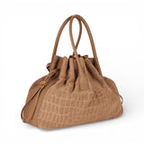 Borsa donna in suede con stampa cocco