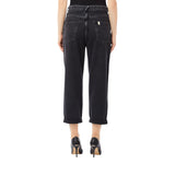 Jeans donna straight fit con risvolto