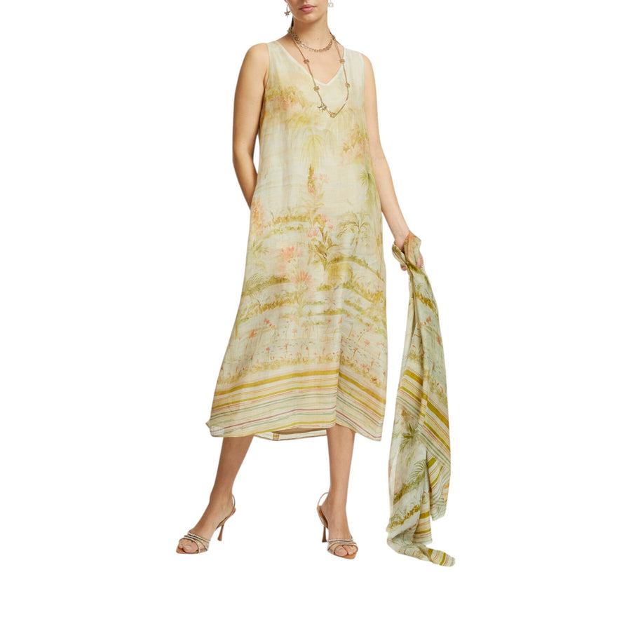 Abito donna stampato con scollo a V