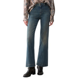 Jeans donna flare con bottoni gioiello