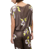 Blusa donna boxy con stampa floreale
