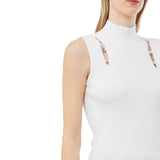 Maglia donna senza maniche con dettaglio cut-out