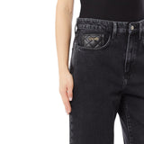 Jeans donna straight fit con risvolto