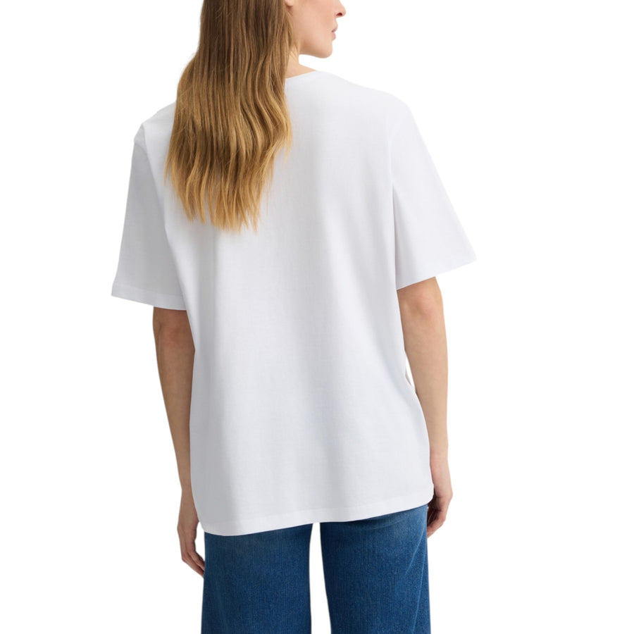 T-shirt donna con strass e castoni